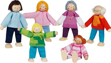 Poppenhuis-poppetjes family (6 ) berg braam-houten-speelgoed