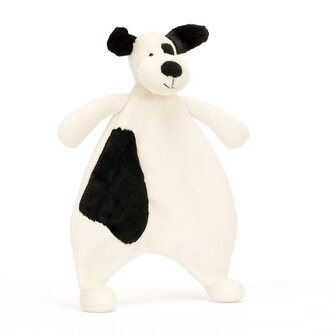 Jellycat Bashful Black &amp; Cream Puppy Comforterr ( knuffeldoekje)