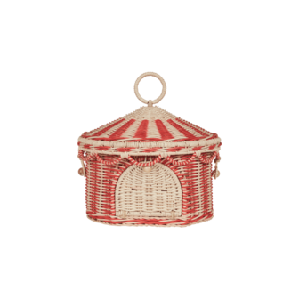 Olliella Circus Tent Basket - Red &amp; Straw