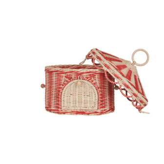 Olliella Circus Tent Basket - Red &amp; Straw