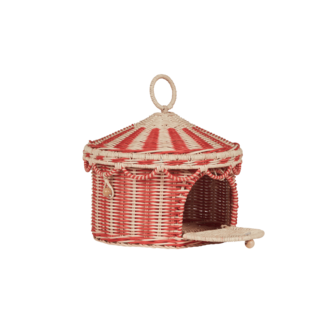 Olliella Circus Tent Basket - Red &amp; Straw