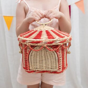 Olliella Circus Tent Basket - Red &amp; Straw