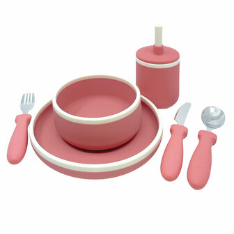 Smikkels &ndash; Siliconen kinder dinerset &ndash; Roze