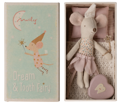 Maileg-Tooth fairy mouse, Little sister in matchbox