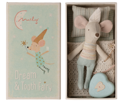 Maileg-Tooth fairy mouse, Little brother in matchbox