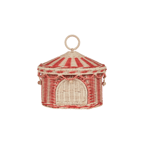 Olliella Circus Tent Basket - Red & Straw