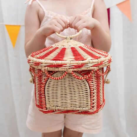 Olliella Circus Tent Basket - Red & Straw