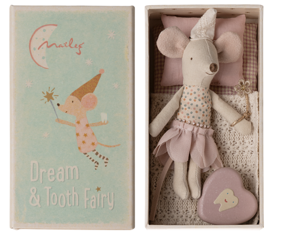 Maileg-Tooth fairy mouse, Little sister in matchbox