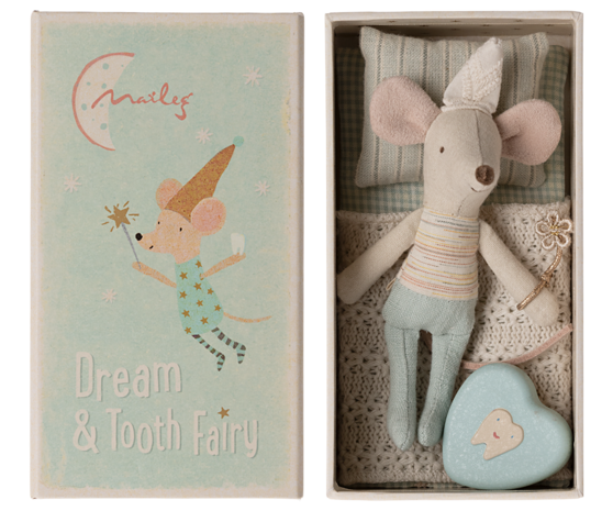 Maileg-Tooth fairy mouse, Little brother in matchbox