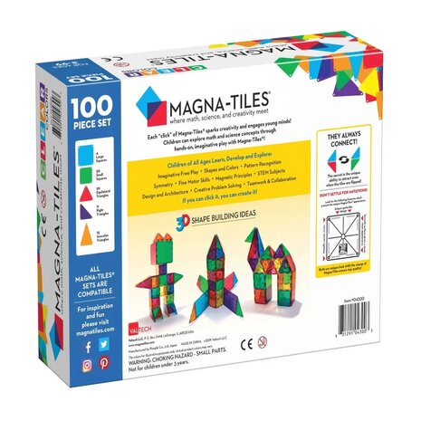 MAGNA-TILES® Clear Colors 100 Piece